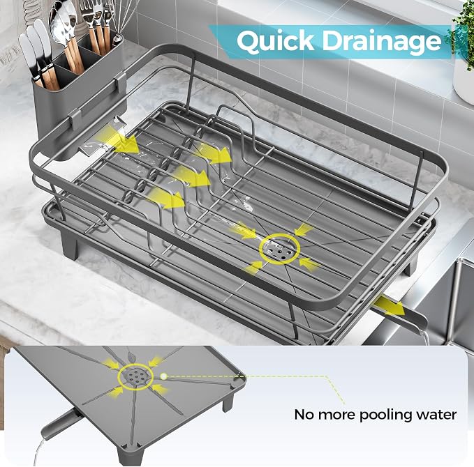 Urakify Dish Drying Rack for Kitchen Counter, 16.5" L x 12.2" W, Sink Dish Rack - Image 5