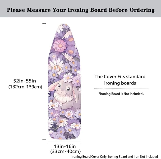 Daisy Bunny Iron Board Cover for Easter Standard Size Elastic Edge for Snug and - Image 5