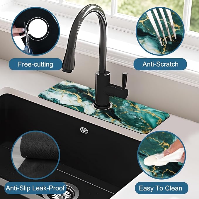 Faucet Mat for Kitchen Sink Absorbent Splash Guard Bathroom 15.5"X5.5" - Image 4