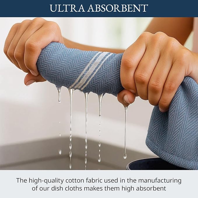 LANE LINEN Absorbent Kitchen Towels 100% Cotton Lint-Free 12 Pack - Image 4