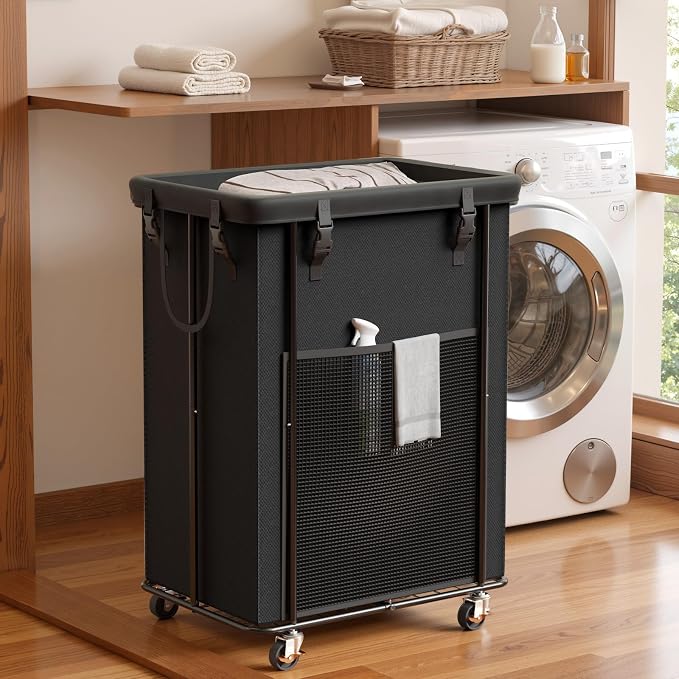 Laundry Hamper with Wheels, 200L Rolling Laundry Basket with Bag & Handles by OLLDIDE