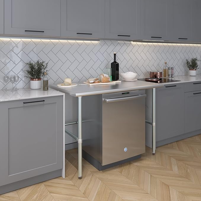 AmGood Stainless Steel Work Table Open Base | NSF Kitchen Island Food Prep | Laundry Garage Utility Bench (48" Long X 30" Deep)
