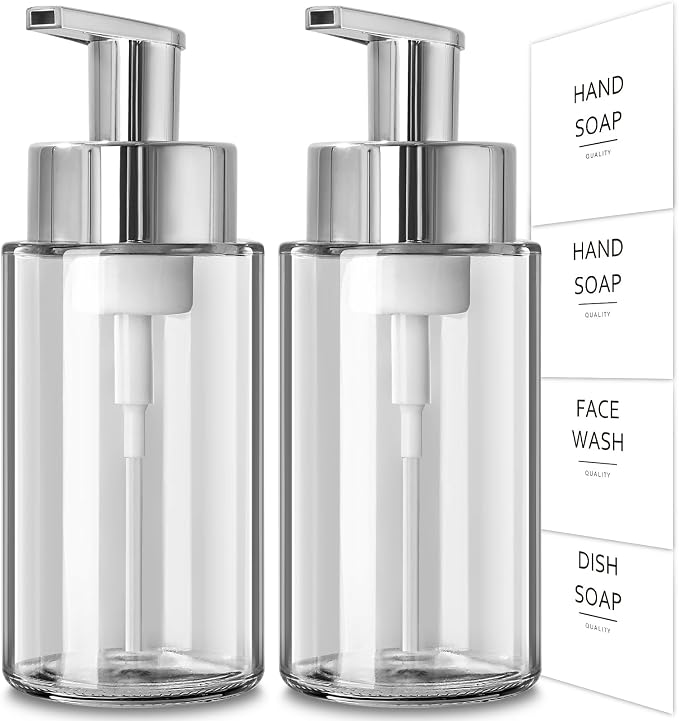 RYTOXILO Glass Soap Dispenser, 10 oz/300ml Foaming Soap Dispenser, 2 Pack by RYTOXILOBrightenUpYourHome