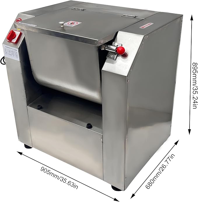 Dough Mixer 110V Commercial Food Mixer Stainless Steel Dough Kneading Machine 90 Degree Tilt Flour Mixing Machine 110lbs Kneading Capacity for Schools Restaurants