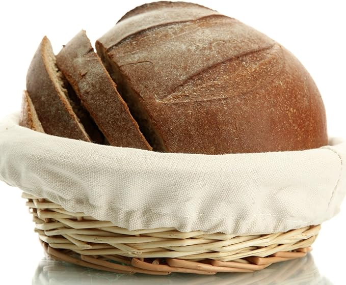 Boao 6 Pieces Bread Banneton Proofing Basket Liner Cloth Cover Natural Rattan Baking Dough Banneton Proofing Sourdough Basket Cloth Liner Bread Baking Supplies(Round, 8.5 Inch)