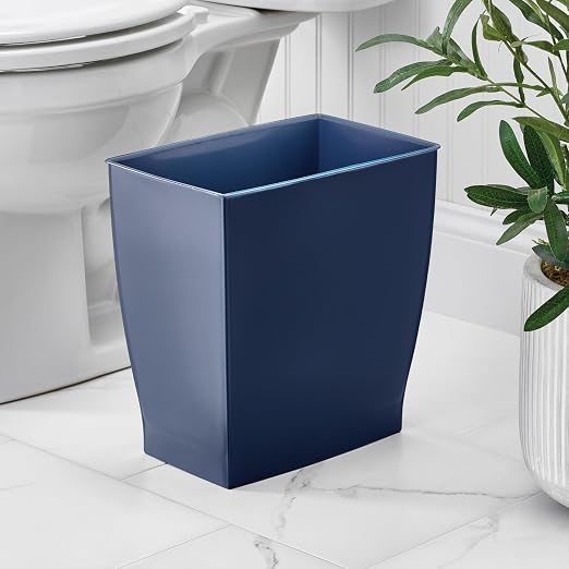 iDesign Small Plastic Bathroom Trash Can, Slim Rectangle - Image 3