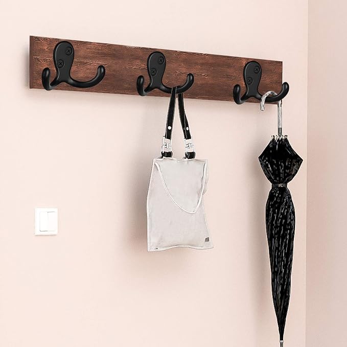 IBosins 20 Pack Black Double Prong Coat Hooks Wall Mounted - Image 4
