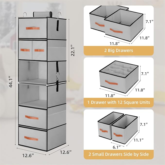 Hanging Closet Organizer 6-Shelf, Upgrade Closet Organizers and Storage - Image 3
