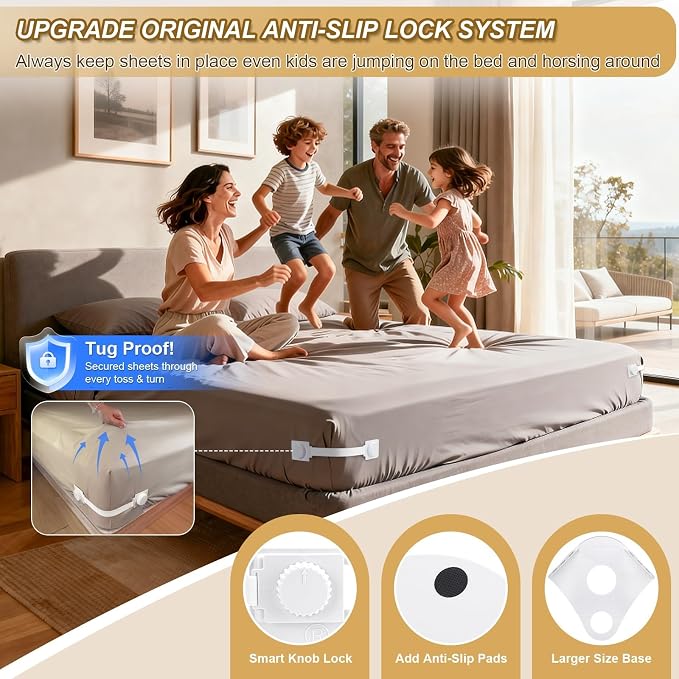 Lock Bed Sheet Holders for Corners, US Patented Sheet Straps - Image 4