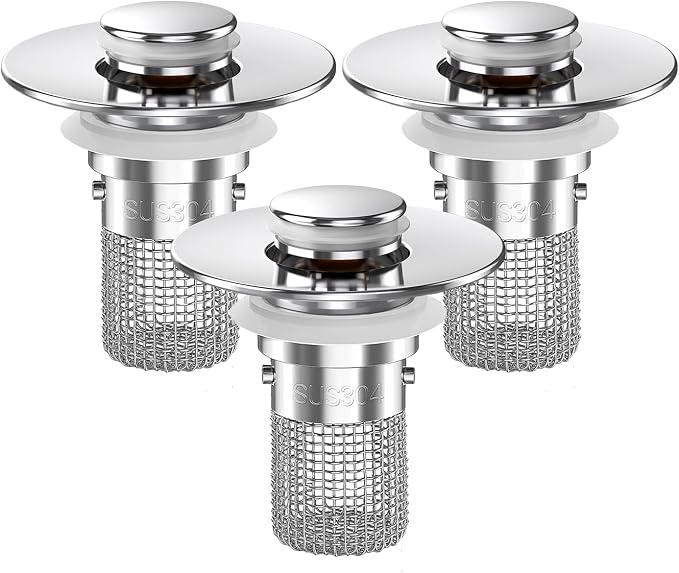 Bathroom Sink Drain Strainer, Pop-up Sink Drain Strainer by Makelifebetter
