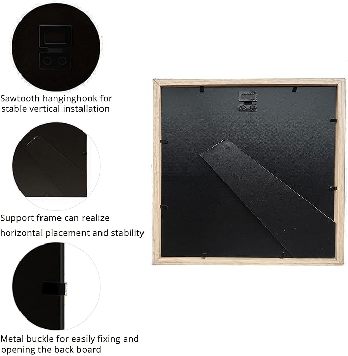 8x8 Shadow Box Frame Display Case, Display Case Box for Memorabilia, Medal, Crafts,Tickets and Photos, Picture Frame for Wall and Tabletop (3pcs-Natural Wood, 8x8)
