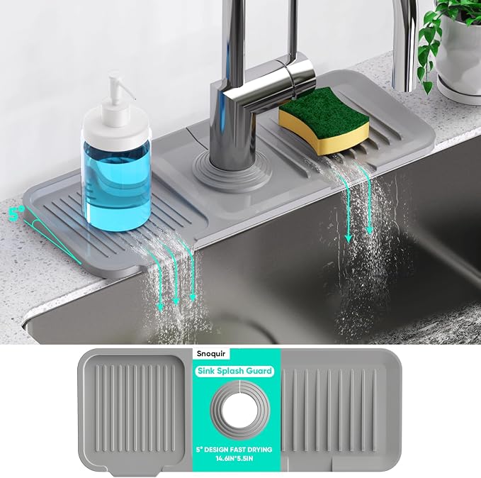 14.6'' Faucet Mat for Kitchen Sink Kitchen Sink Splash Guard Silicone Kitchen - Image 5