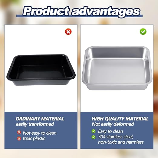 2 Pack Stainless Steel Commercial Bus Tubs Food Grade Meat Processing Tubs Lug Wash Basin Tote Box for Dishwashing, Kitchen, Restaurant, Utility (32 L)