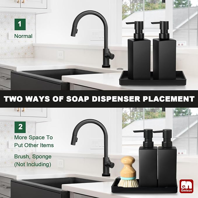 GMISUN Kitchen Soap Dispenser Set, Hand and Dish Soap Dispensers, 12 fl oz/350 - Image 3