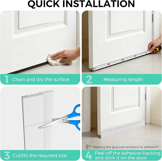 Hojoy Under Door Draft Stopper, Door Weather Stripping Door Seal, 4 Pack | - Image 5