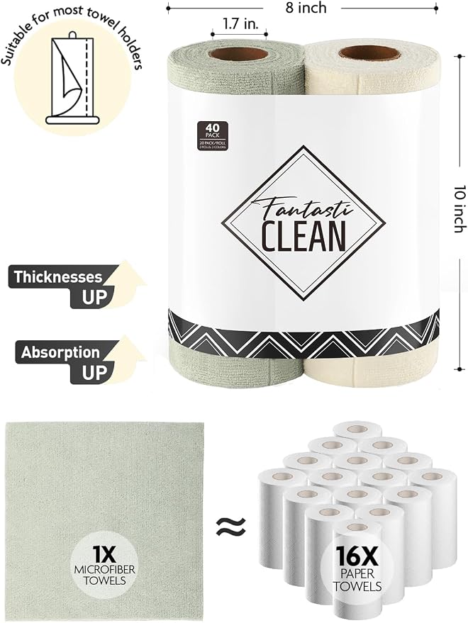 Fantasticlean Kitchen Towels Roll, 40 Sheets - Image 9