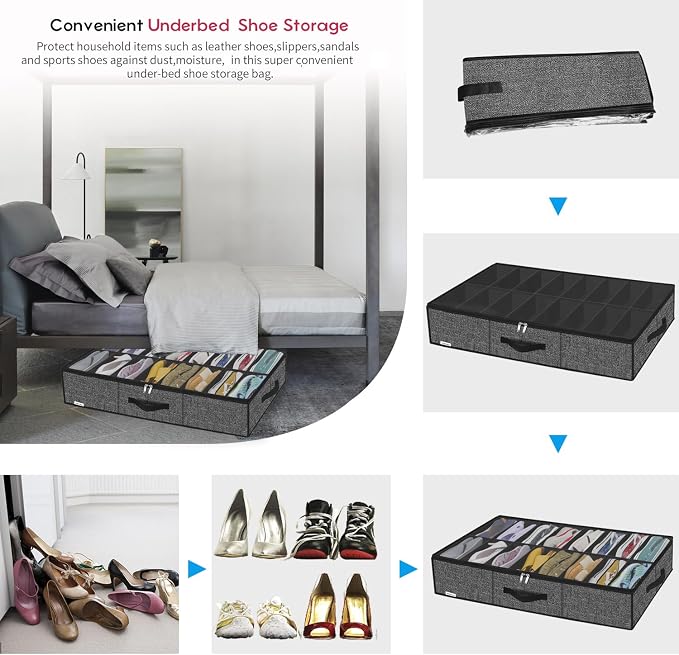 Onlyeasy Sturdy Under Bed Shoe Storage Solution Organizer - Image 5