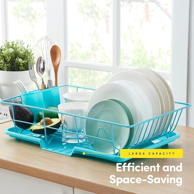 Space-Saving 3-Piece Dish Drainer Rack Set: Efficient Kitchen Organizer - Image 3