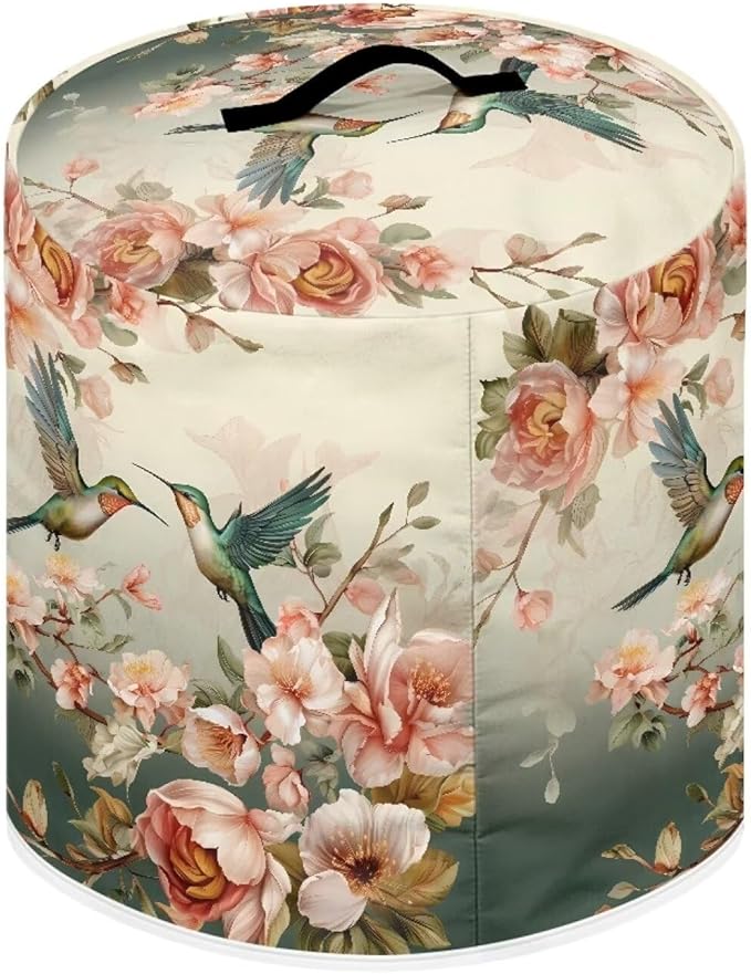 TODIYADDU Floral Hummingbird Pressure Cooker Cover With Pocket - Novelty Air Fryer Dust Protector - Insulated Kitchen Appliance Cover for Instant Pot Accessories Gifts