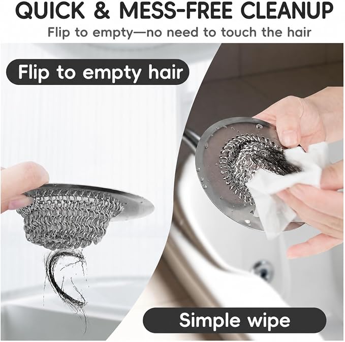 Shower Drain Hair Catcher, Patented Bathtub Drain Cover, Anti-Clog | Reversible - Image 5