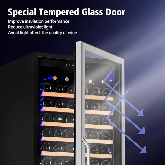 Wine Cooler Refrigerator, 179 Bottles Professional Wine Fridge with Powerful Compressor,Quiet Operation and Elegant Design for Wine Lovers