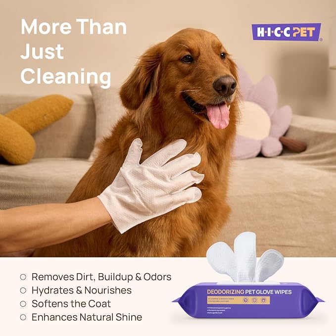 HICC PET Dog Wipes for Dogs & Cats, Glove Design, Head-to-Tail Grooming - Image 3