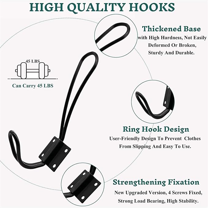 Hajoyful Rustic Entryway Hooks-12 Pack Farmhouse Hooks - Image 3
