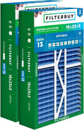 Filterbuy 16x25x5 Air Filter MERV 13 Optimal Smoke & Allergy Defense (2-Pack), Pleated HVAC AC Furnace Filters for Amana, Coleman, Goodman, Maytag, York, and More (Actual Size: 15.38 x 25.50 x 5.25)