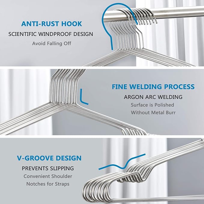 Fayleeko Stainless Steel Wire Coat Hangers - Image 4