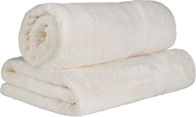 SUPERIOR Egyptian Cotton Pile Heavyweight Bath Sheet, 2 Piece Set, Cream | - Image 2
