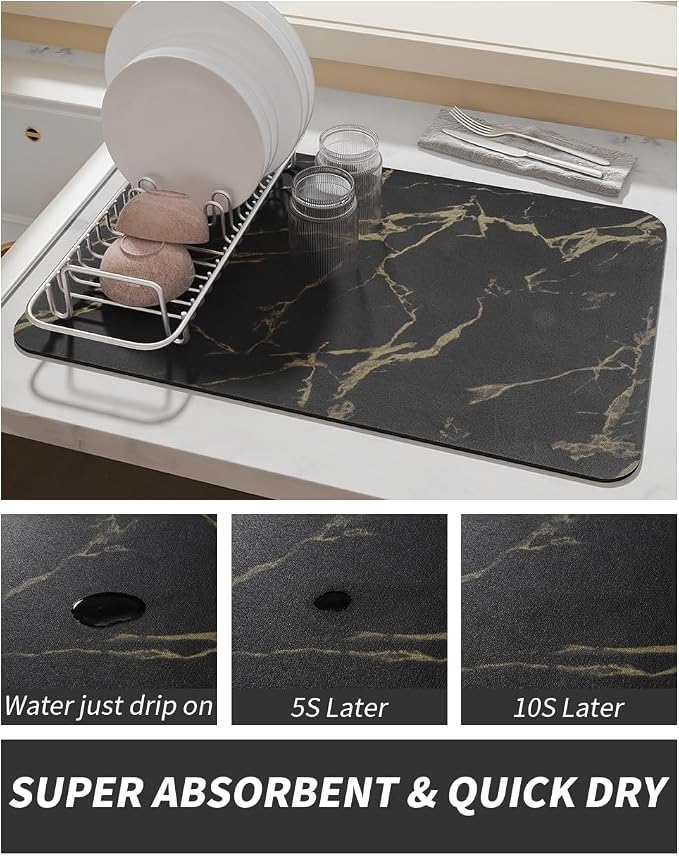 AMOAMI-Coffee Mat Hide Stain Rubber Backed Absorbent Dish Drying Mat - Image 3