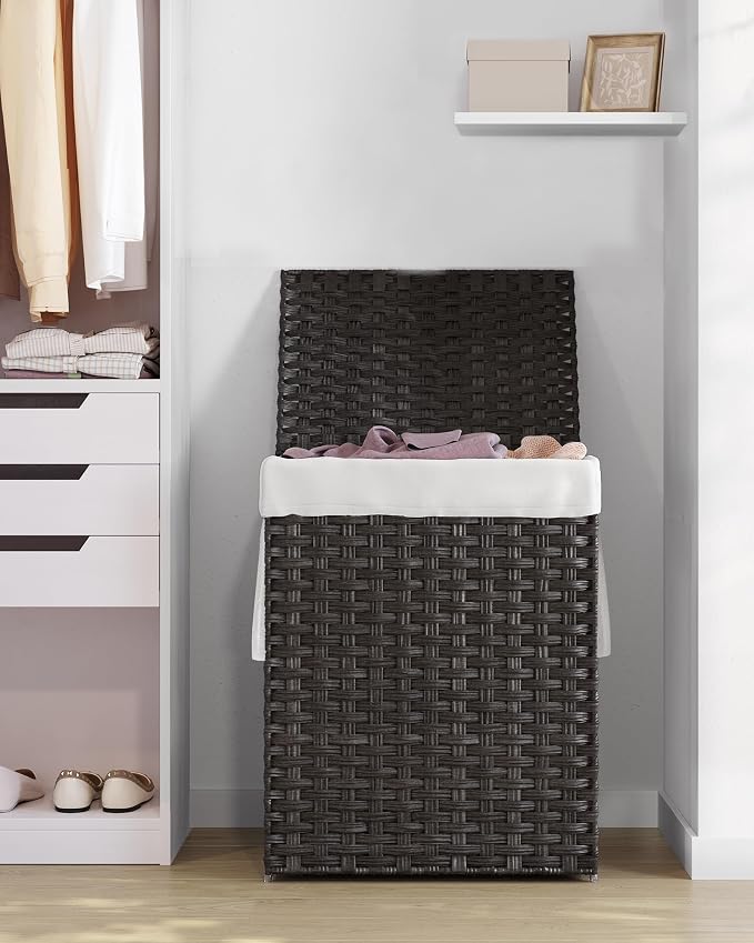 SONGMICS Laundry Hamper with Lid, 23.8 Gal Synthetic Rattan - Image 9