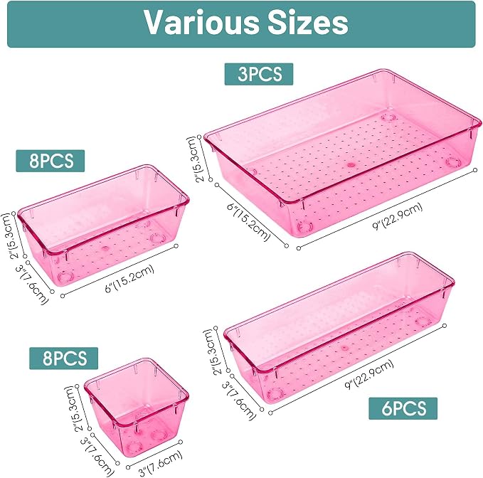 25 PCS Plastic Drawer Organizer Set, Makeup Organizers and Storage Bins | 4 - Image 2