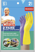 Mr. Clean Small Reusable Latex Gloves, 2 Color, 2 Pairs by MrClean