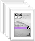 Americanflat 17x23 Picture Frame with Polished Plexiglass - Set of 5 - Use as 13x19 Frame with Mat or Display 17x23 Photo Without Mat - Galleria Collection - Picture Frames for Wall Display - White