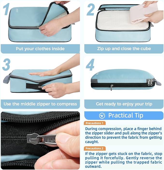 BAGAIL 4 Set/6 Set/8 Set Compression Packing Cubes Travel Accessories - Image 3