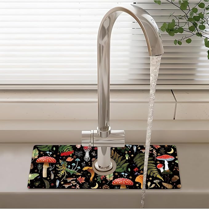 Patterned Sink Faucet Mat Kitchen Splash Guard Super Absorbent Drying Mat - Image 2