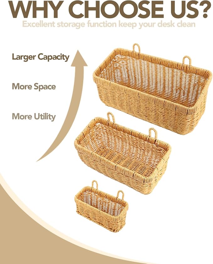 AceList Wall Hanging Basket, Boho Style Hand-Woven Hanging Storage Baskets - Image 2
