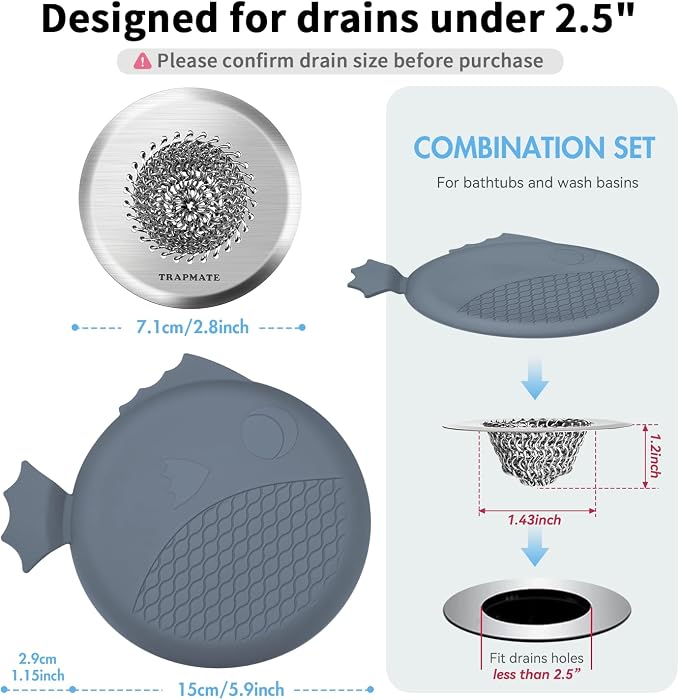TRAPMATE Bathtub Drain Stopper & Shower Hair Catcher, Shower Drain - Image 4