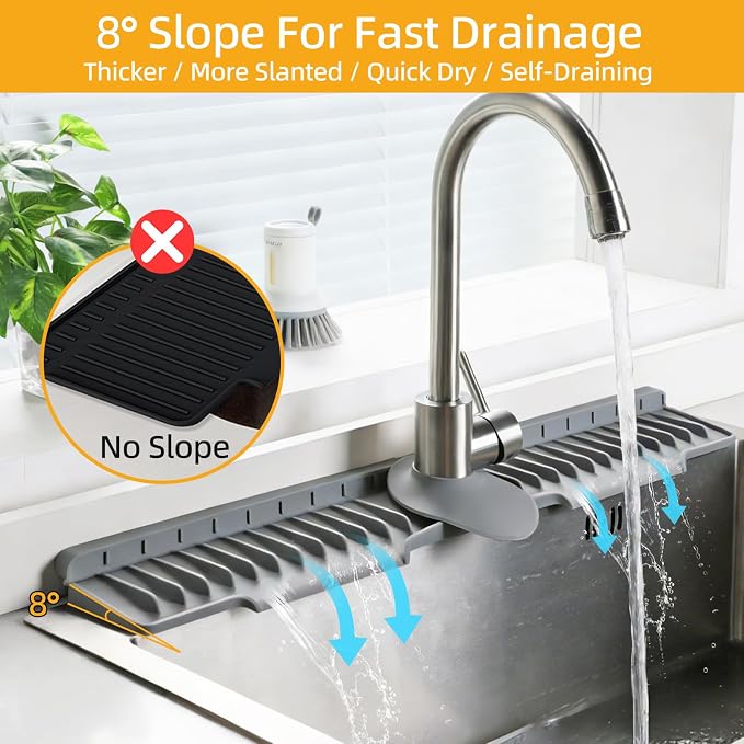 24" Silicone Sink Mat for Kitchen, Sink Splash Guard Behind the Faucet - Image 3