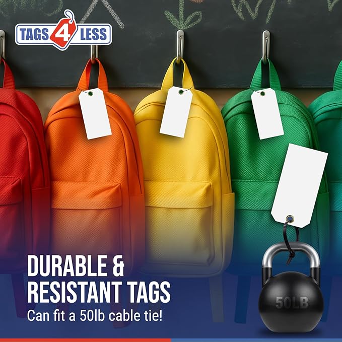 Tags 4 Less 15 Mil Waterproof Plastic Tags, Pack of 100 – 4” x 8” Heavy Duty Plastic Tags for Labeling, Outdoor Tagging, Equipment Labeling, Luggage, Valves & More (Fluorescent Orange/Red)
