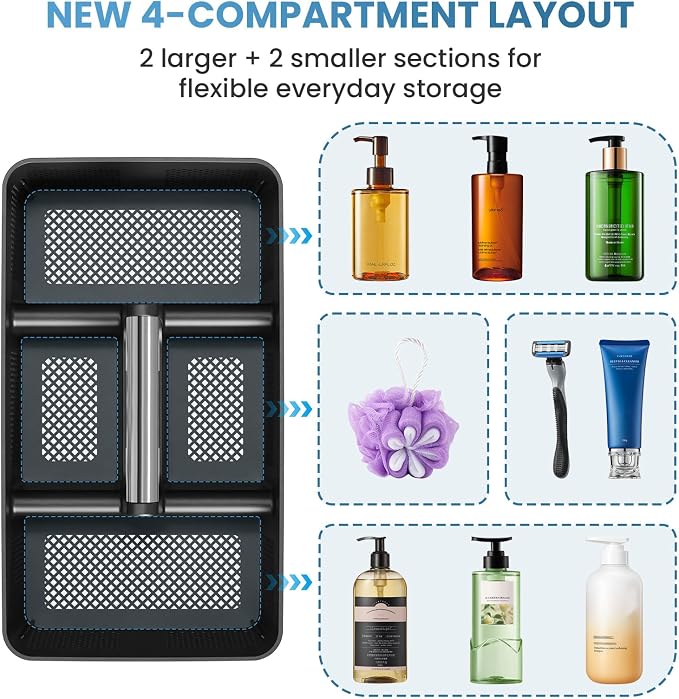 BYUNER 2Pack Plastic Shower Caddy: Portable Hard Bathroom Basket Tote - Image 6