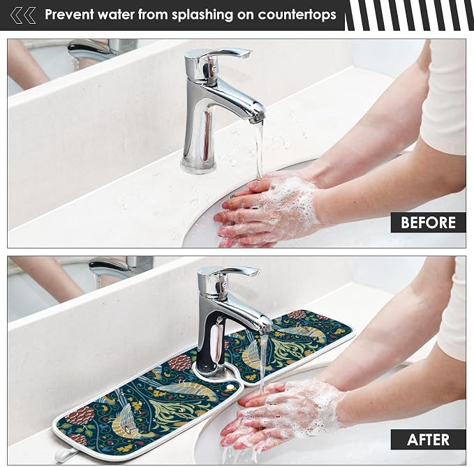 Sink Mat for Faucet Sink Splash Guard Faucet Handle Drip Catcher for Kitchen - Image 6