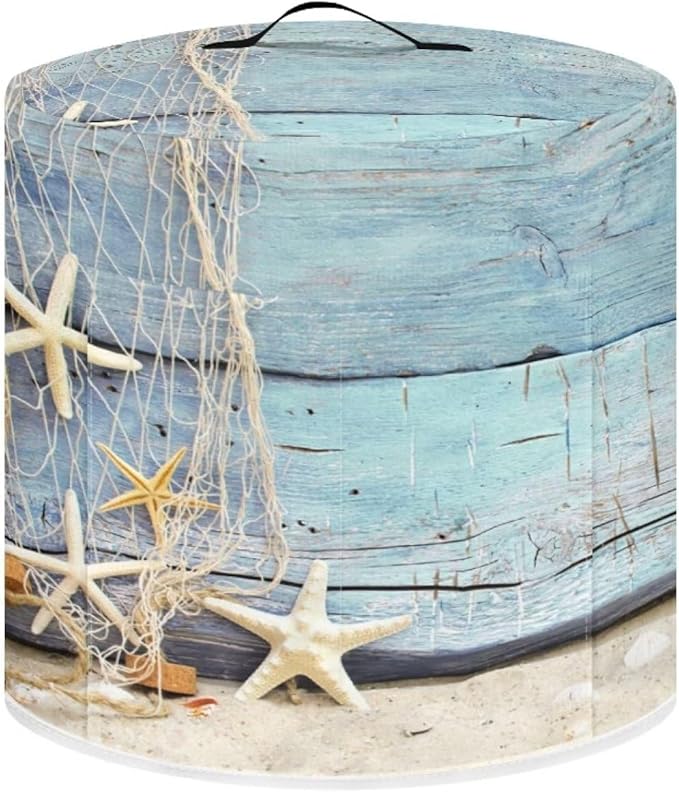 Pressure Cooker Dust-Proof Kitchen Appliance Air Fryer Cover for 8 Quart with Handle and Pockets Keep Kitchen Appliance Clean Coastal Decor, Starfish Blue Wood Grain