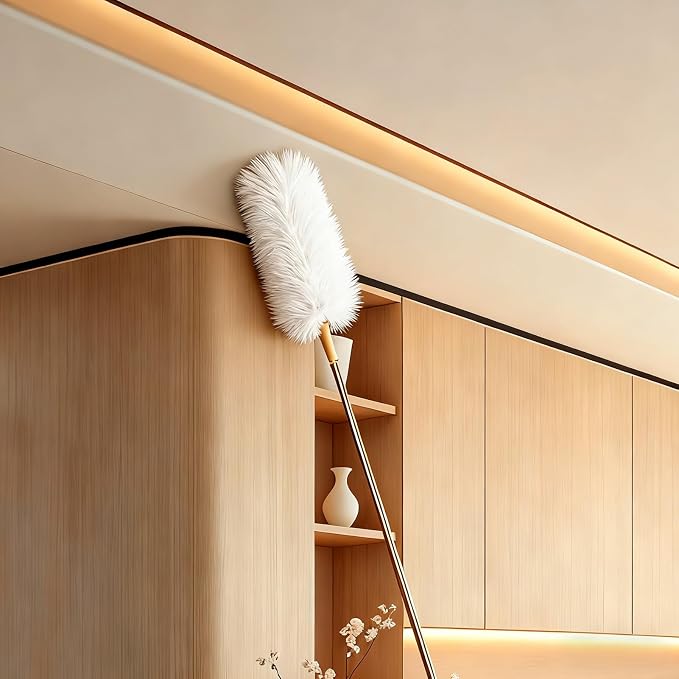 White Lambswool Extendable Duster, 32-98 Inch Bendable Wool Head - Image 6