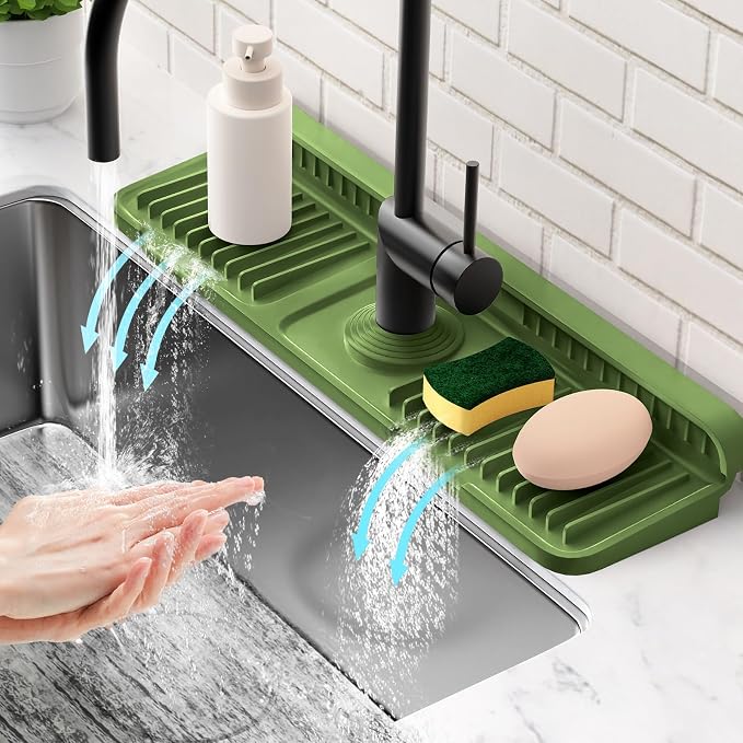 17.7'' Faucet Mat for Kitchen Sink Splash Guard Folding Kitchen Sink Faucet Mat by Snoquir