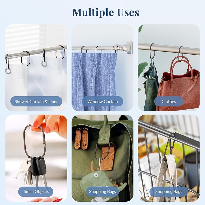 Bathway Shower Curtain Rings, Shower Curtain Hooks Bronze Curtain Rings 12 Pcs - Image 7