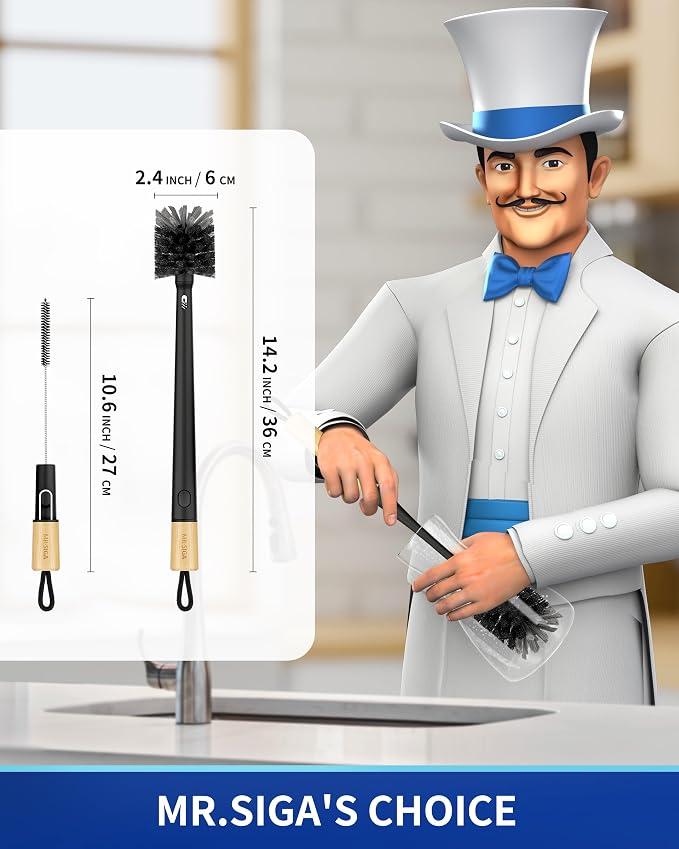 MR.SIGA Water Bottle Brush and Straw Cleaner Brush, Long Handle Bottle Cleaner - Image 2