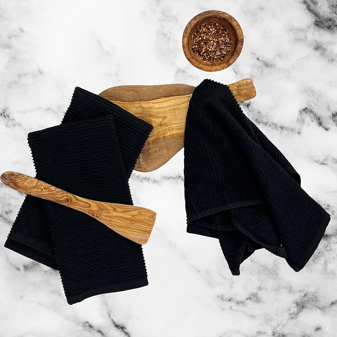 Black Kitchen Hand Dish Towels, 100% Cotton - Image 4