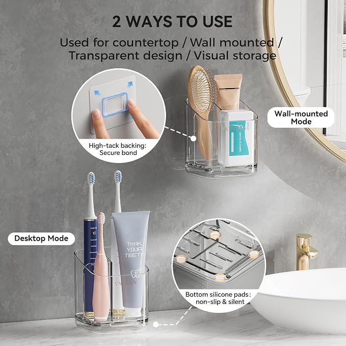 3 Slots Detachable Toothbrush Holders Wall Mounted - Image 2
